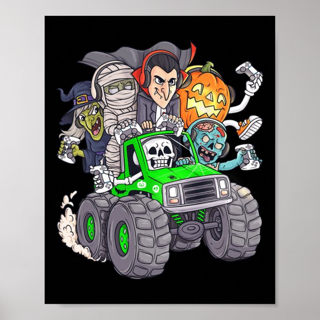 Affiche Halloween Gamer Skeleton (Devant)