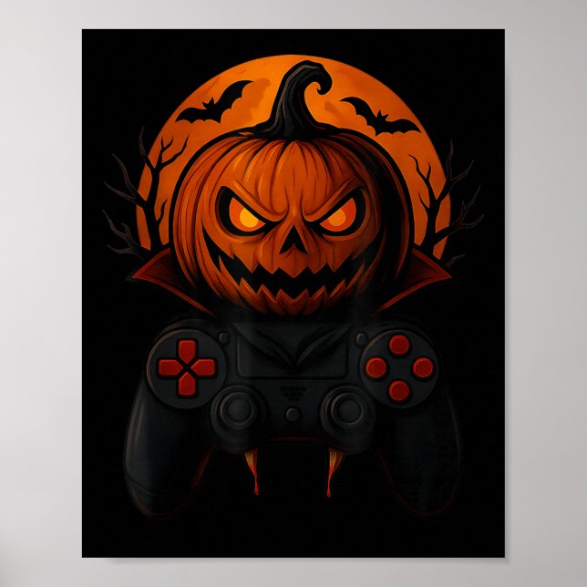Affiche Halloween Gaming Controller Soky Pumpkin Gamer Boy (Devant)