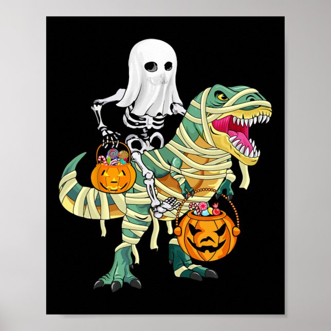 Affiche Halloween garçons enfants Squelette équitation Din (Devant)