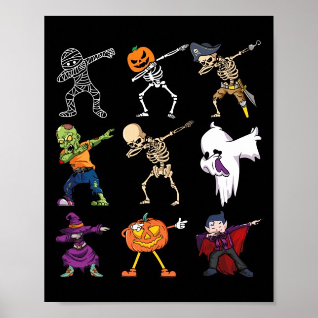 Affiche Halloween garçons Skeleton Zombie Citrouille effra (Devant)