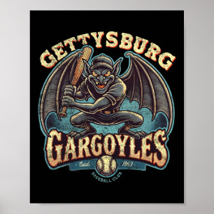 Affiche Halloween Gettsyburg Gargoyles Mineure Ligue Baseb