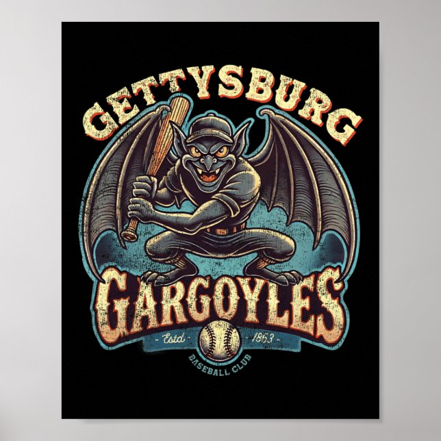 Affiche Halloween Gettsyburg Gargoyles Mineure Ligue Baseb (Devant)