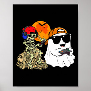 Affiche Halloween Ghost Boys Kids Gaming Effrayant Skeleto