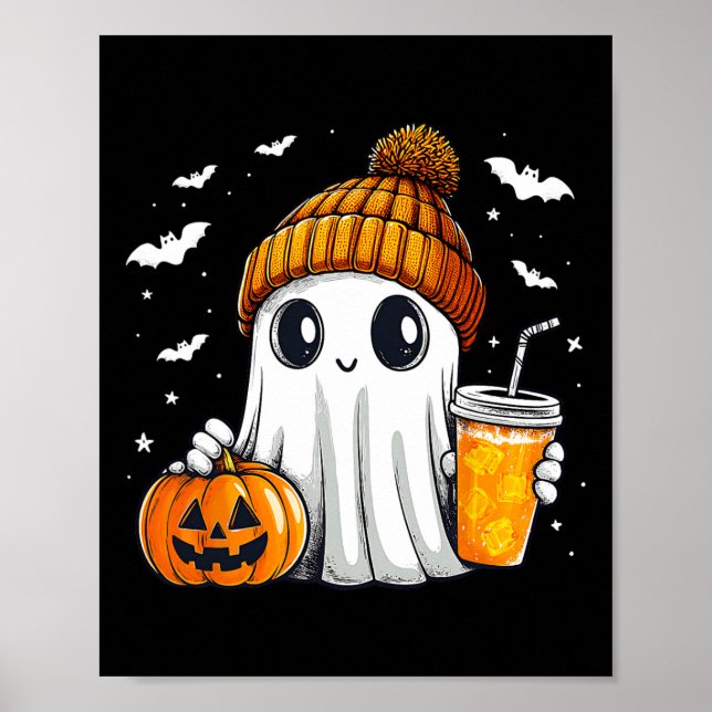 Affiche Halloween Ghost Citrouille Spice Latautomne automn (Devant)
