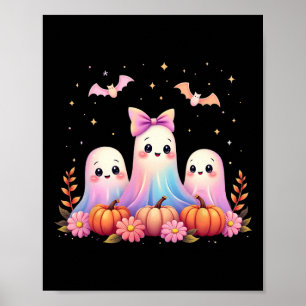 Affiche Halloween Ghost Coquette Bow Automne Citrouille Éf