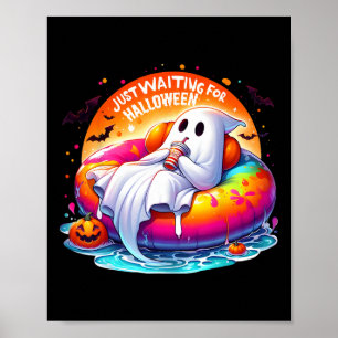 Affiche Halloween Ghost Waiting Pool Flottant Citrouille a