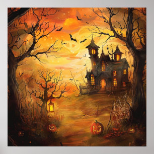 Affiche Halloween glané Haunted Mansion
