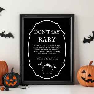Affiche Halloween Goth Baby shower Ne pas dire Baby Game