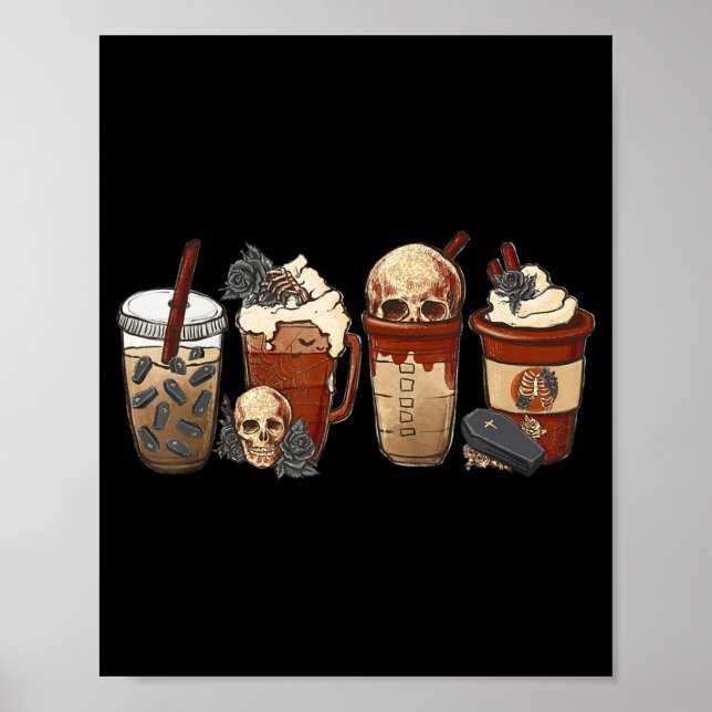 Affiche Halloween Goth fille café citrouille épice latte g (Devant)