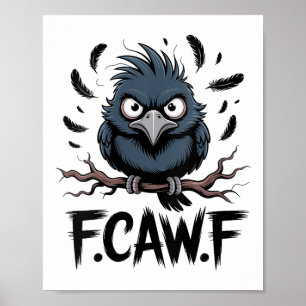 Affiche Halloween gothique de la lune F-caw-f Raven, Noir