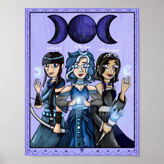 Affiche Halloween Greek Mythology Moon Goddesses Art Print (Devant)