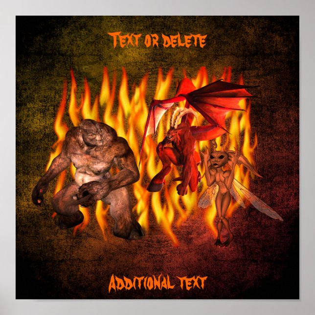 Affiche Halloween Gremlins effrayants Monstres Personnalis (Devant)