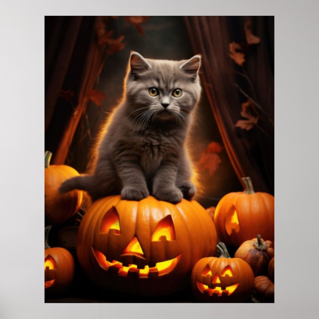 Affiche Halloween Grey Kitten (Devant)