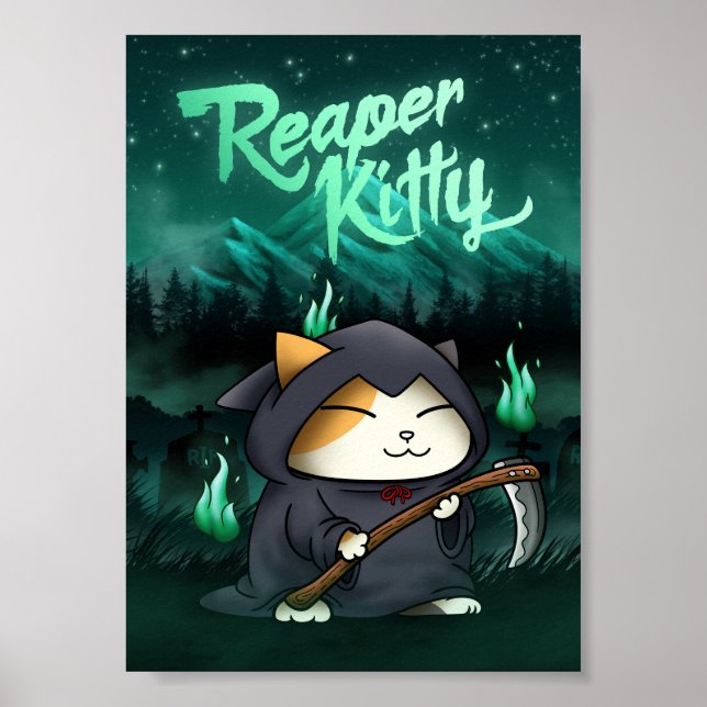 Affiche Halloween Grim Reaper Kitty (Devant)