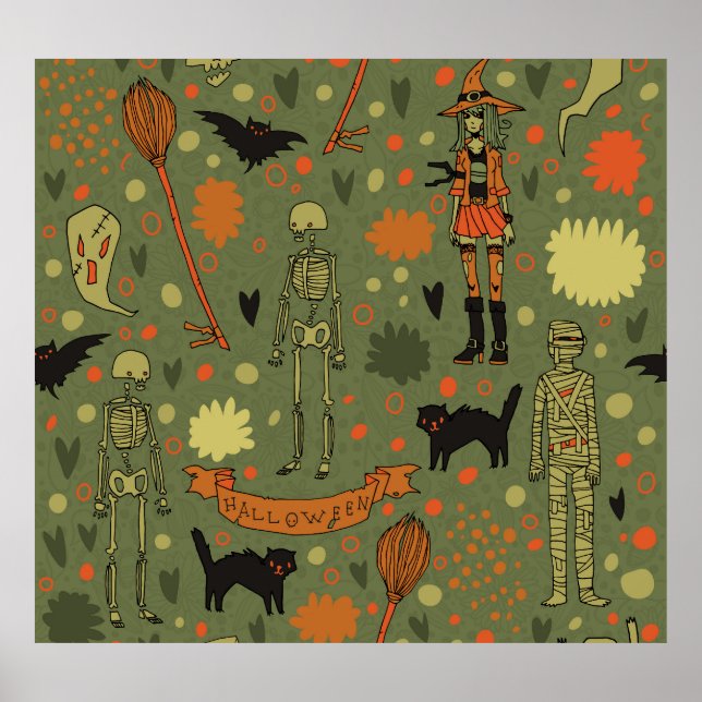 Affiche Halloween Haunt : Mélange Vintage Éffrayant (Devant)
