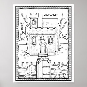 Affiche Halloween Haunted Castle Coloring Page Art