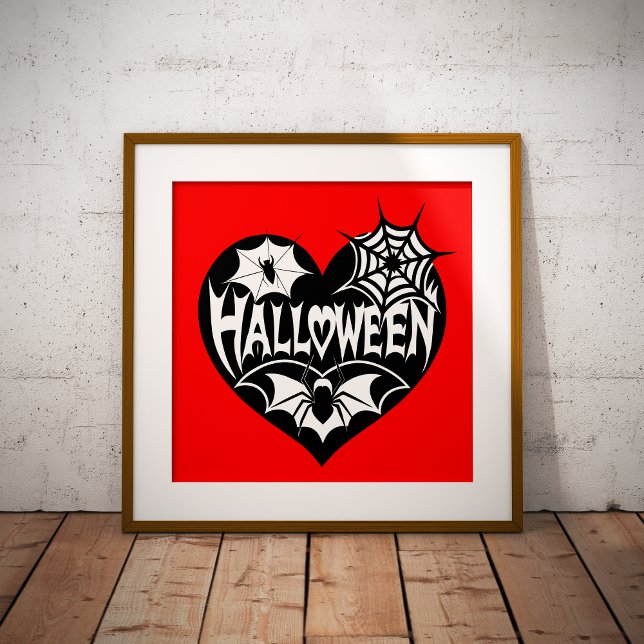 Affiche Halloween Heart, Black Heart Shape, Spider Web (Créateur téléchargé)