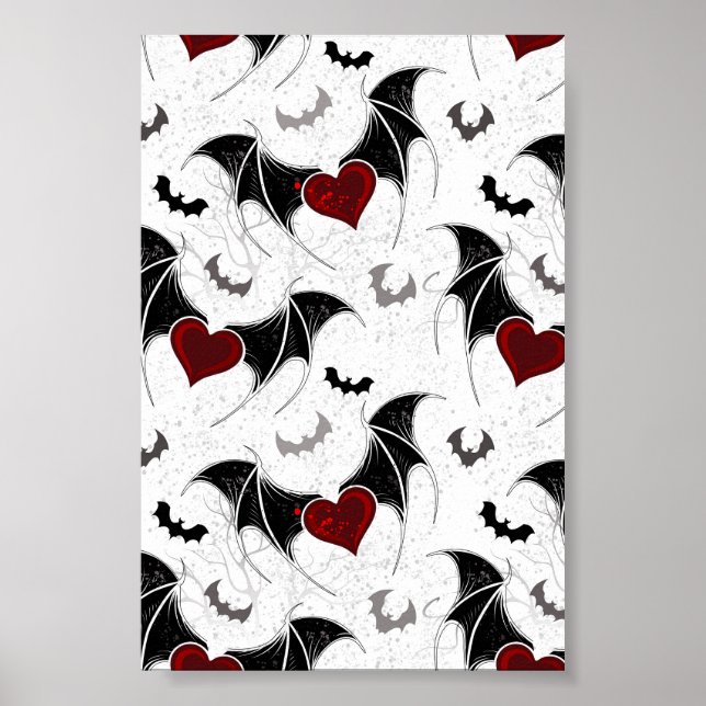 Affiche Halloween heart with black bat wings (Devant)