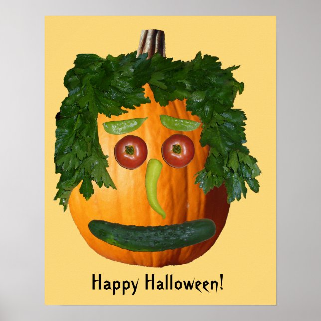Affiche Halloween heureux - Visage Citrouille non coupé (Devant)