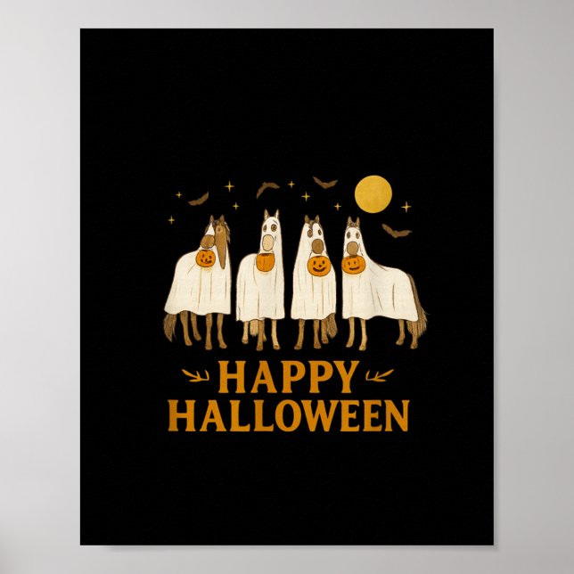 Affiche Halloween Horse Ghost Soky Season Horse Lover Wome (Devant)