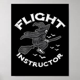 Affiche Halloween instructeur de vol sorcière drôle costum