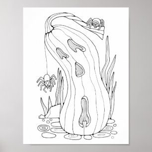 Affiche Halloween Jack O’Lantern Araignes Coloriage Page A