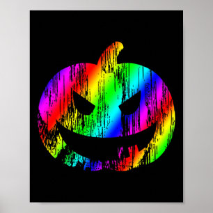 Affiche Halloween Jack-o'-lantern Citrouille arc-en-ciel c