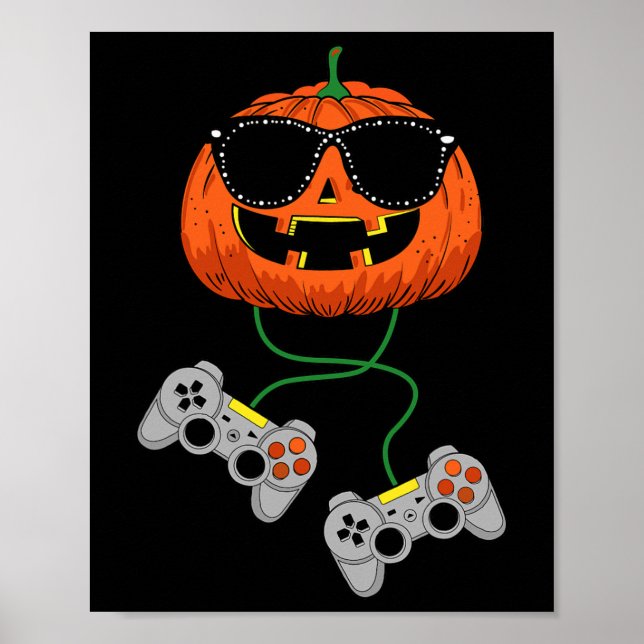 Affiche Halloween Jack-o'-lantern Gamer Boys Enfants Homme (Devant)