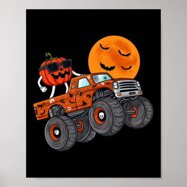 Affiche Halloween Jack-o'-lantern Monster Truck Toddler Bo (Devant)