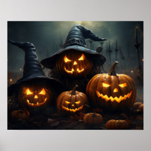 Affiche Halloween Jack O’Lanterns Haunted Graveyard