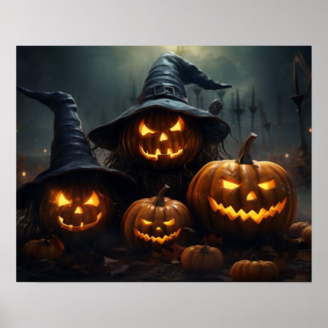 Affiche Halloween Jack O’Lanterns Haunted Graveyard (Devant)