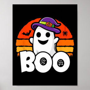 Affiche Halloween - Jolie sorcière fantôme - Boo - Drôle H