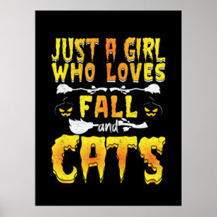 Affiche Halloween Just A Girl Who Loves Fall And Cats