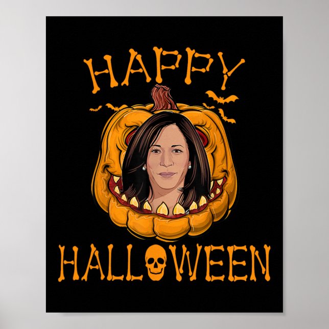 Affiche Halloween Kamala Harris Funny Noël 2023 Pumpk (Devant)