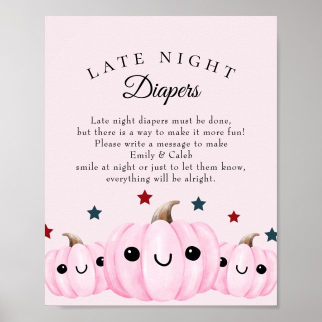 Affiche Halloween Late Night Diapers Baby Shower Game (Devant)