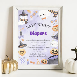 Affiche Halloween "Late Night Diapers" Baby shower Jeu Po