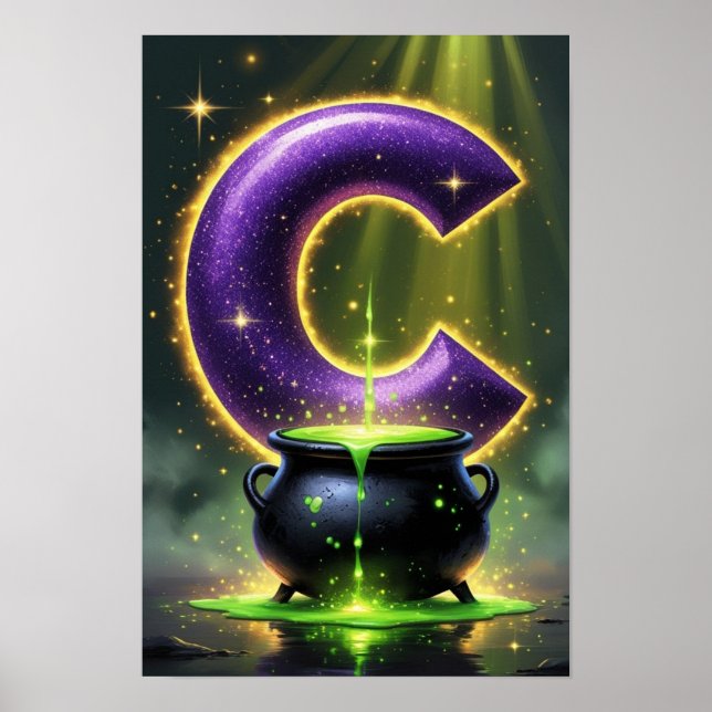 Affiche Halloween Letter C Witch Cauldron Classroom (Devant)