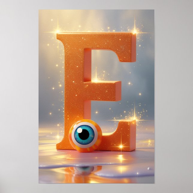 Affiche Halloween Letter E Monster Eye Classroom Wall Art  (Devant)
