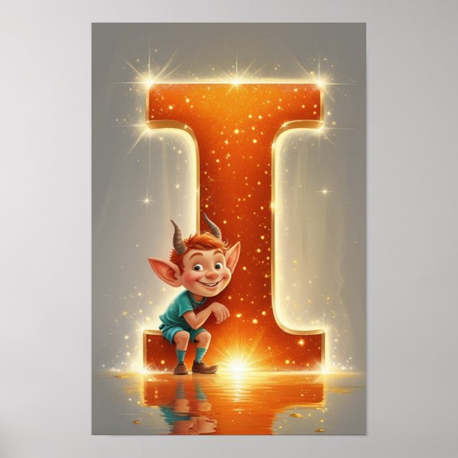 Affiche Halloween Letter I Cute Monster Kids Classroom  (Devant)