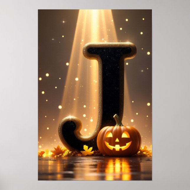 Affiche Halloween Letter J Pumpkin Kids Classroom Alphabet (Devant)