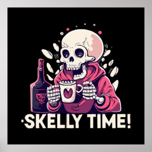 Affiche halloween mais c'est l'heure de skelly