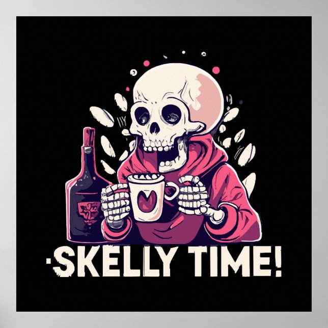Affiche halloween mais c'est l'heure de skelly (Devant)