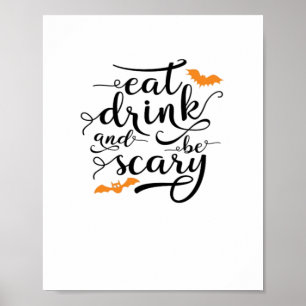 Affiche Halloween Mangez Buvez Et Soyez Effrayant Rétro Cl