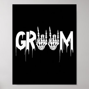Affiche Halloween mariée Mariage Groom Skeleton jusqu'à la