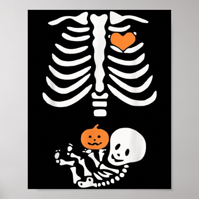 Affiche Halloween Maternity Skeleton Baby Heart Pregnancy  (Devant)