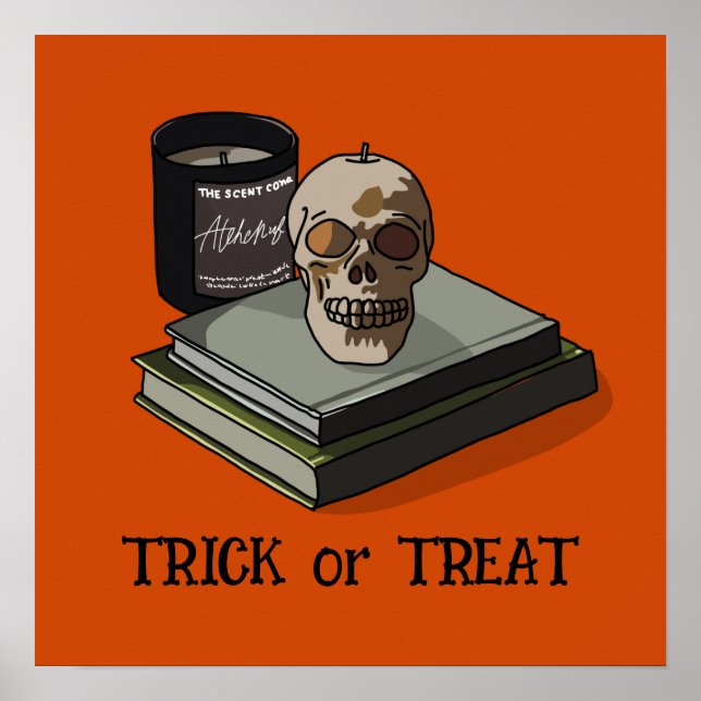 Affiche Halloween mignon drôle crâne Whimsical (Devant)