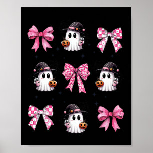 Affiche Halloween mignon Fantôme rose coquette vaches ghos