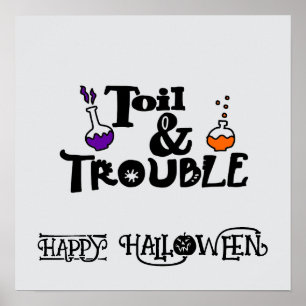 Affiche Halloween Mignonne drôle Whimsical Toil & Trouble