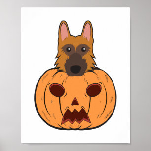 Affiche Halloween Mignons Bergers Allemands Coincés Dans U