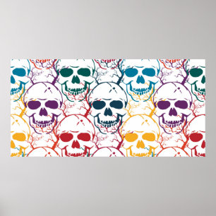 Affiche Halloween motif sans couture avec crânes. b coloré